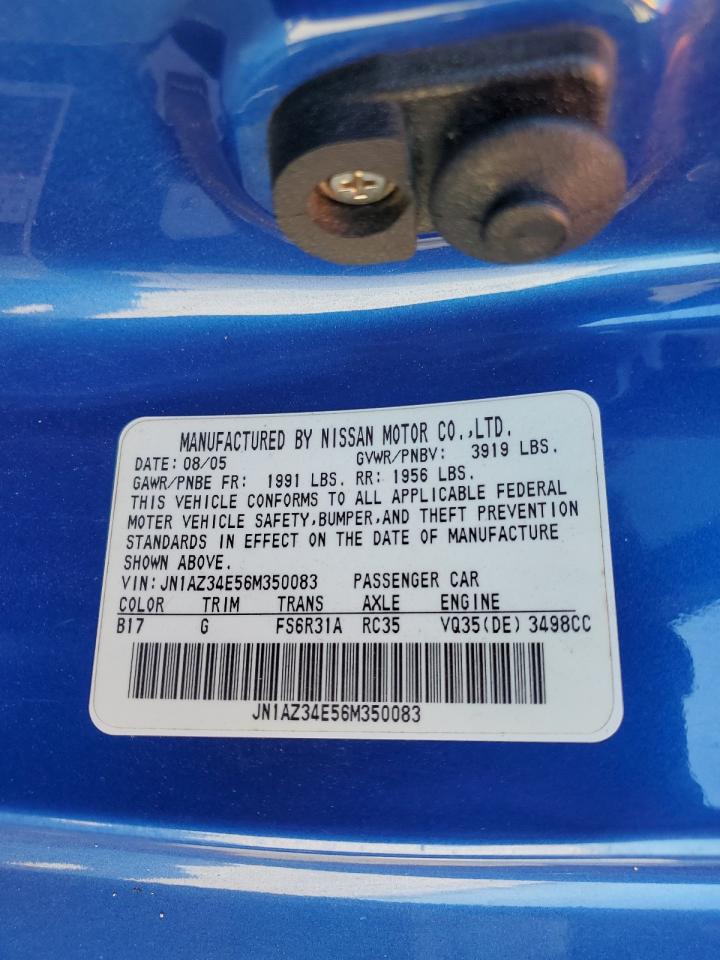 2006 Nissan 350Z Coupe VIN: JN1AZ34E56M350083 Lot: 60054284