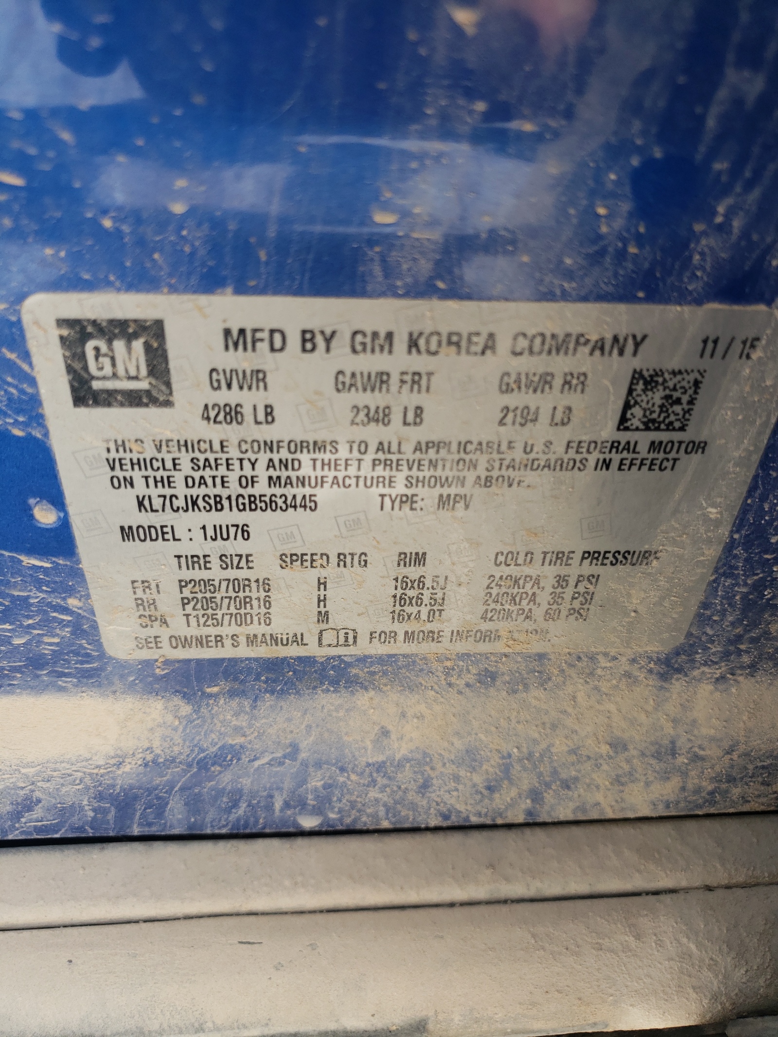 KL7CJKSB1GB563445 2016 Chevrolet Trax Ls