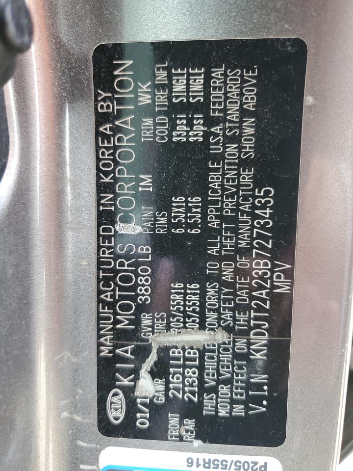 2011 Kia Soul + VIN: KNDJT2A23B7273435 Lot: 59781654