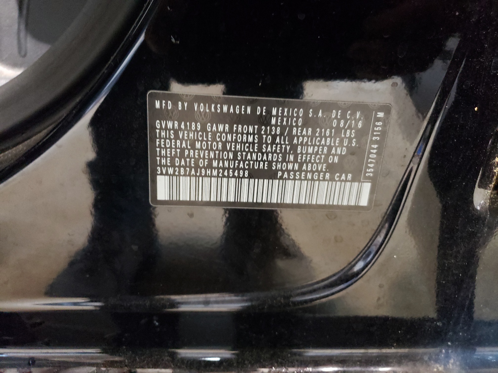 3VW2B7AJ9HM245498 2017 Volkswagen Jetta S