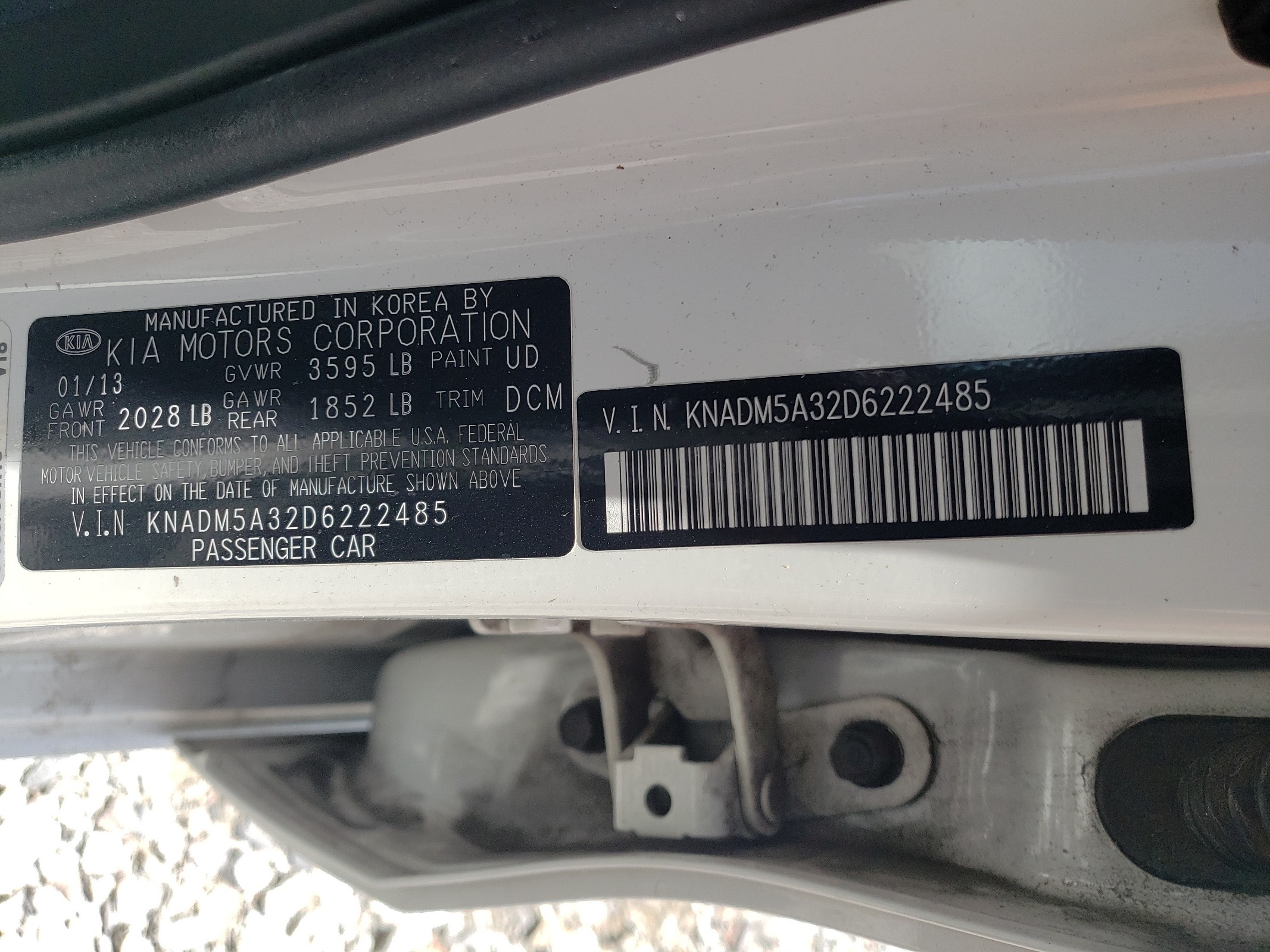 KNADM5A32D6222485 2013 Kia Rio Lx