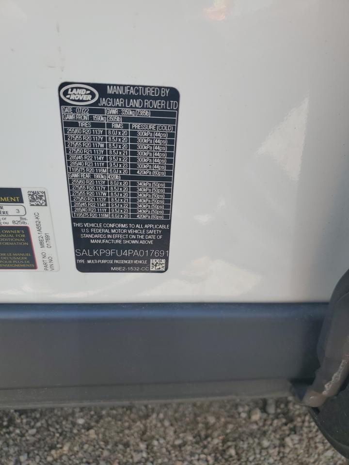 2023 Land Rover Range Rover Se VIN: SALKP9FU4PA017691 Lot: 59022324