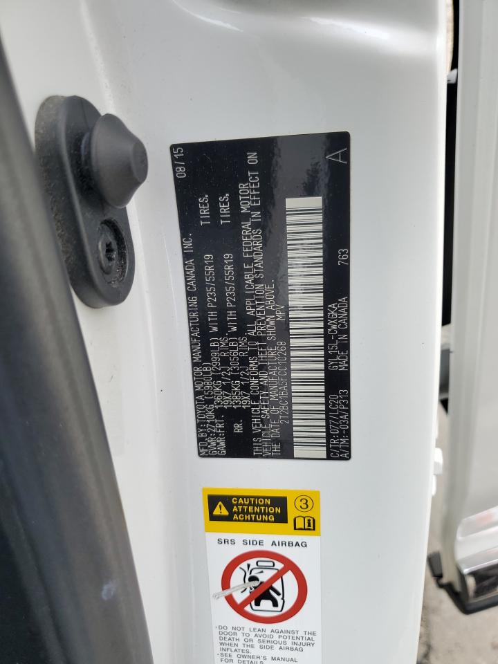 2015 Lexus Rx 450H VIN: 2T2BC1BA5FC010268 Lot: 58336474