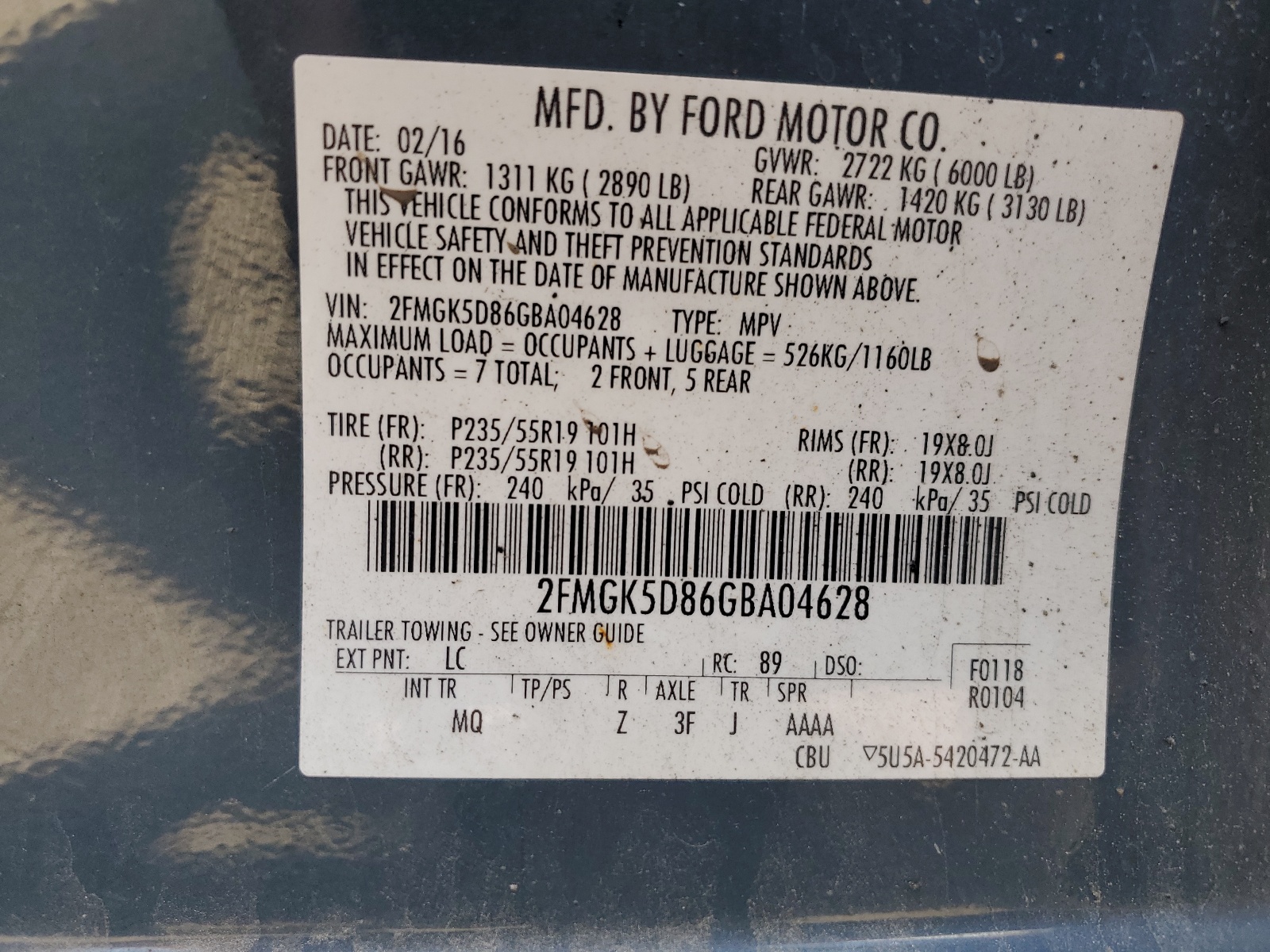 2016 Ford Flex Limited vin: 2FMGK5D86GBA04628