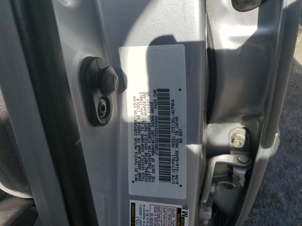 2005 Toyota Corolla Ce VIN: JTDBR32E552049926 Lot: 61266564