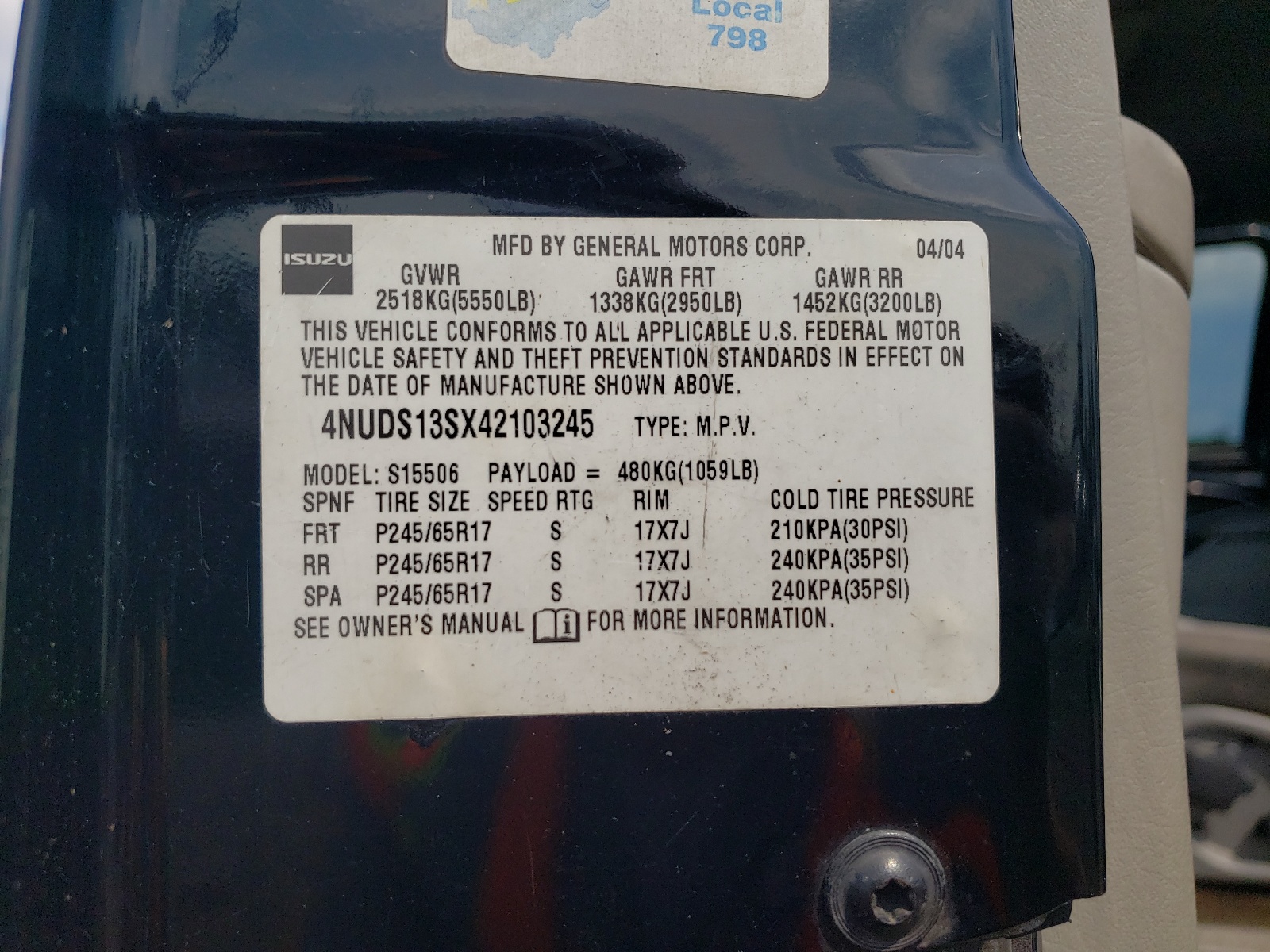 4NUDS13SX42103245 2004 Isuzu Ascender S