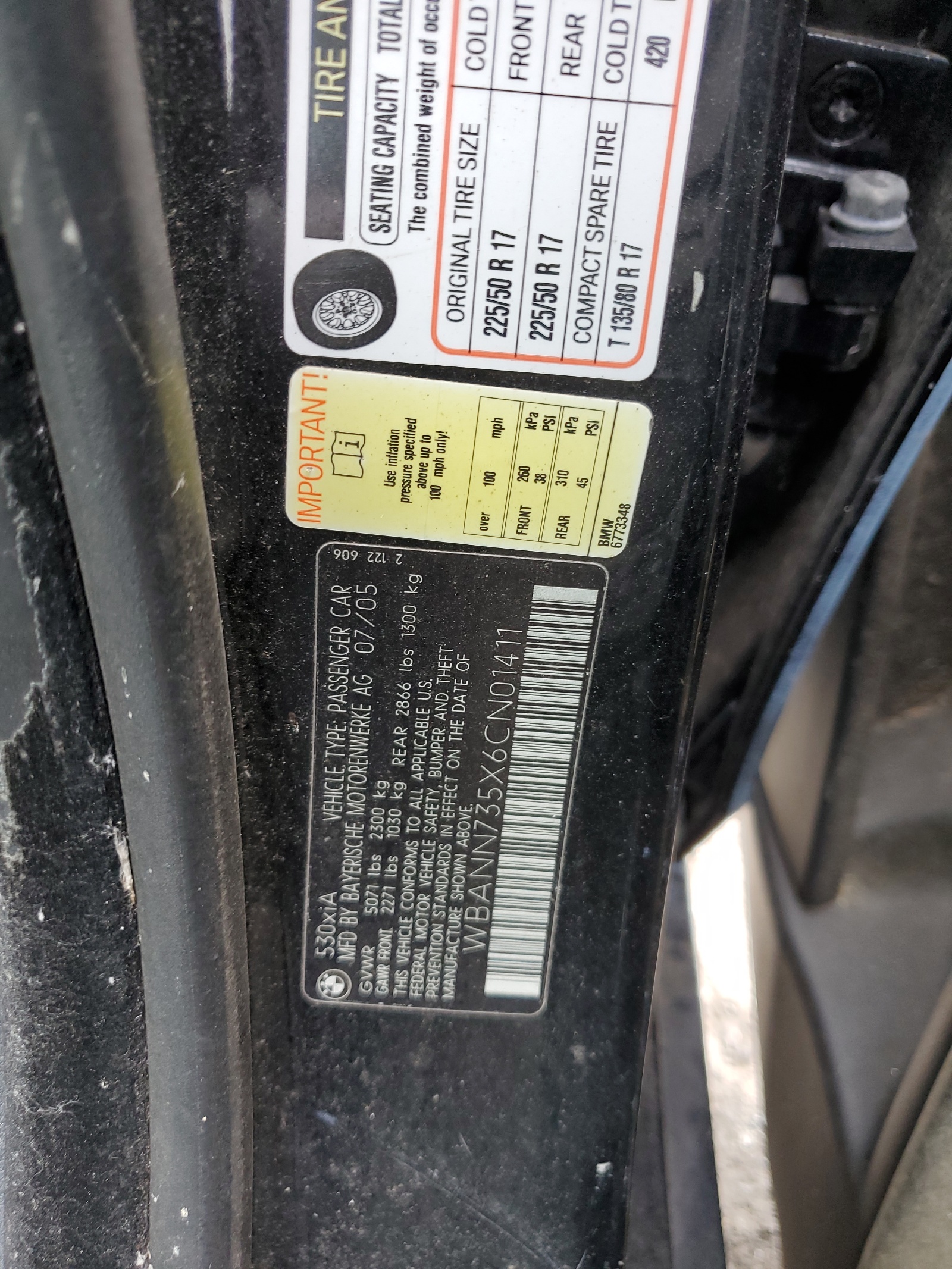 WBANN735X6CN01411 2006 BMW 530 Xit