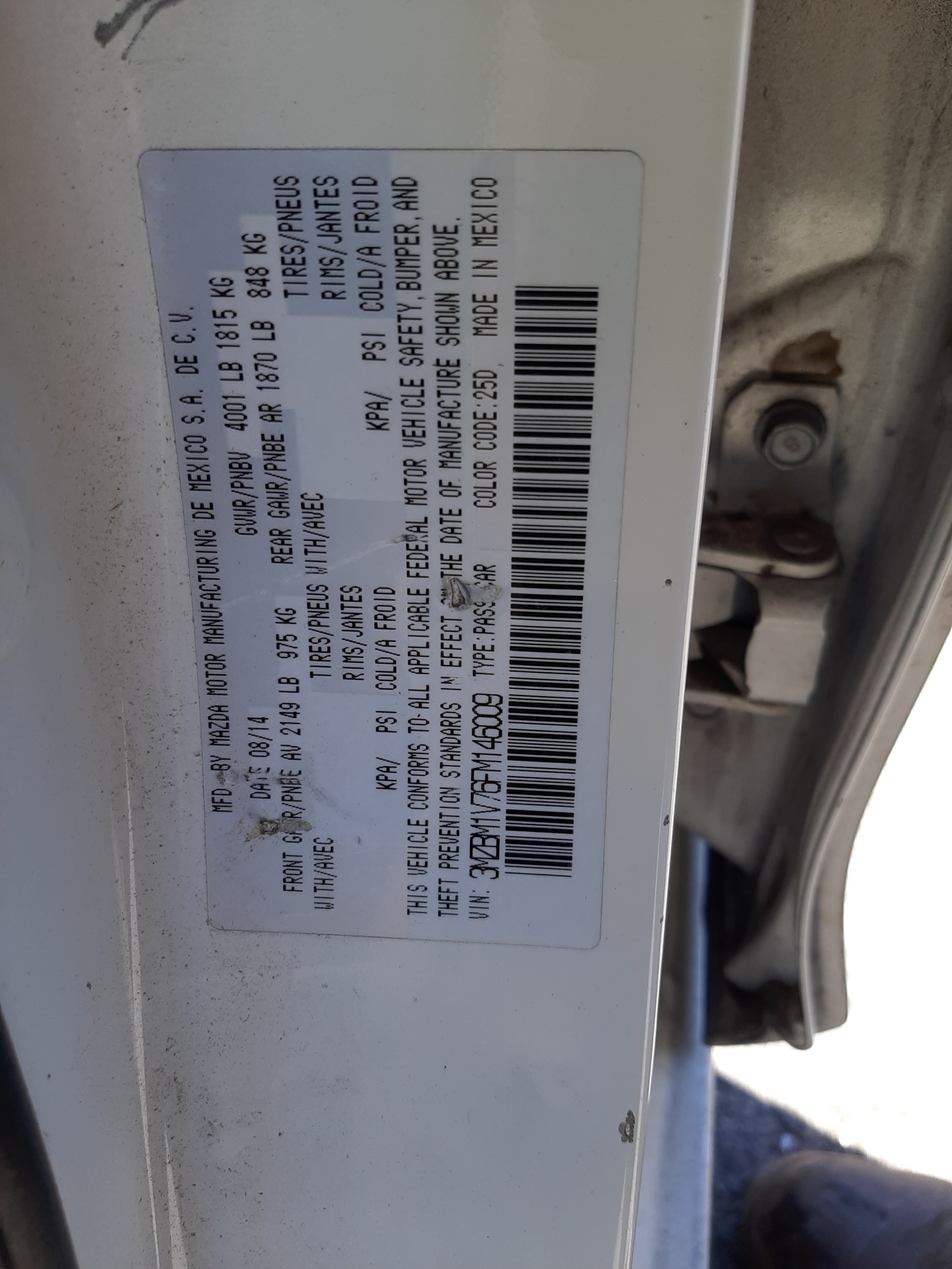 3MZBM1V76FM146009 2015 Mazda 3 Touring