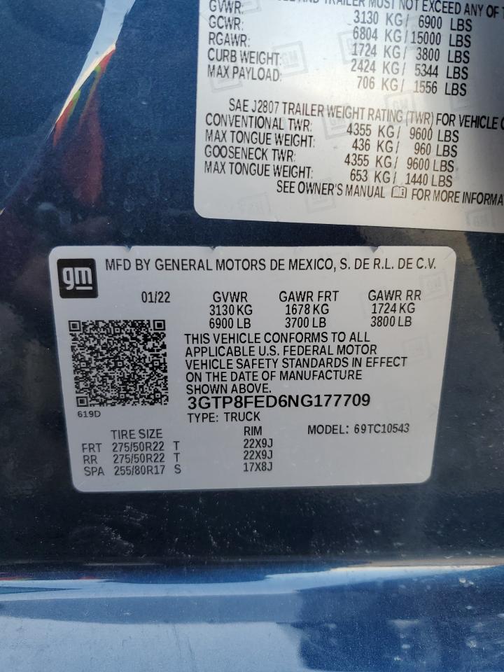 3GTP8FED6NG177709 2022 GMC Sierra Limited C1500 Denali