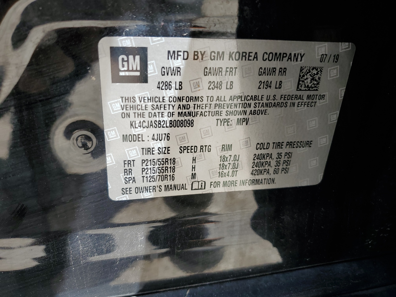 KL4CJASB2LB008098 2020 Buick Encore Preferred