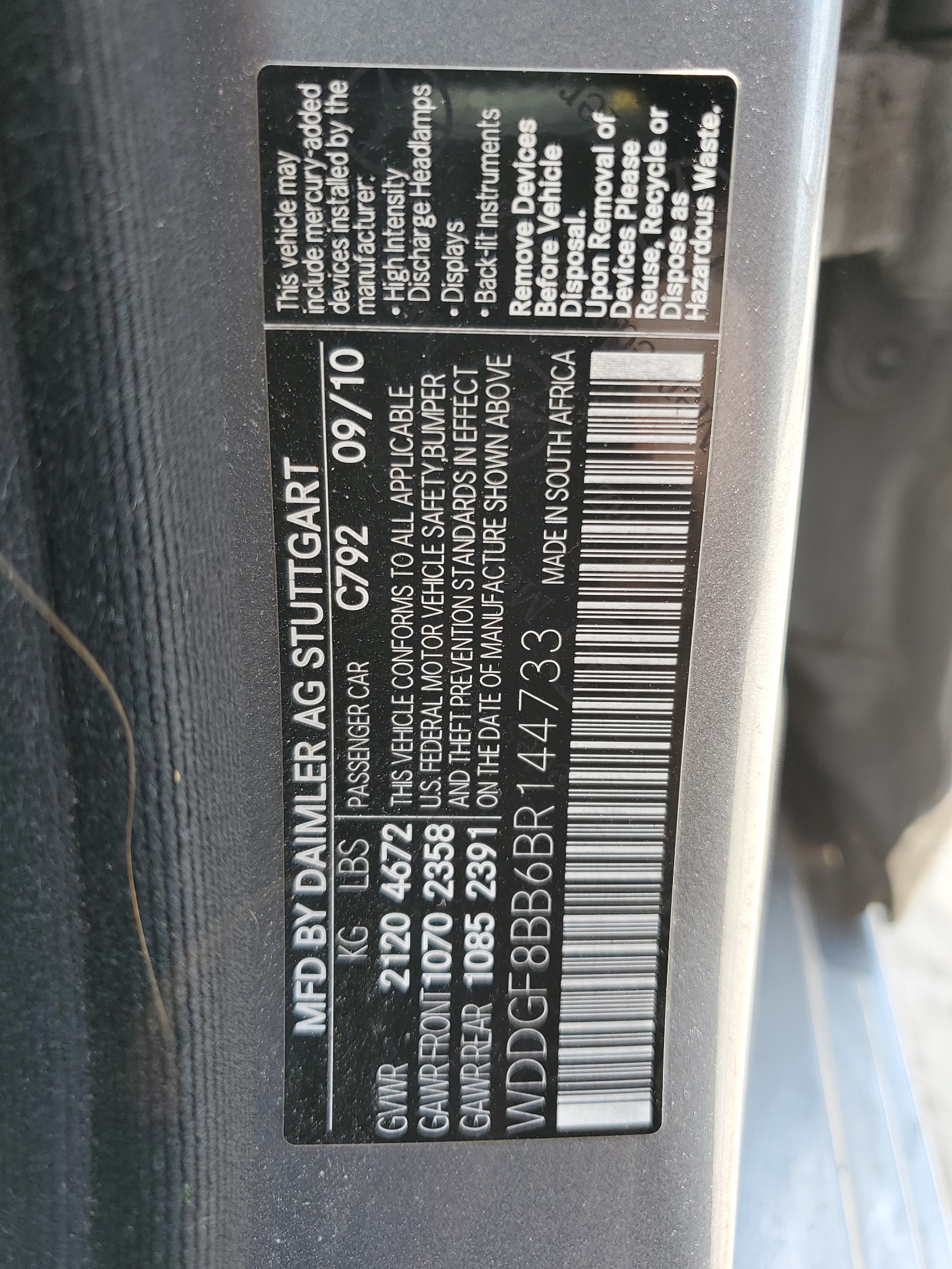 WDDGF8BB6BR144733 2011 Mercedes-Benz C 300 4Matic