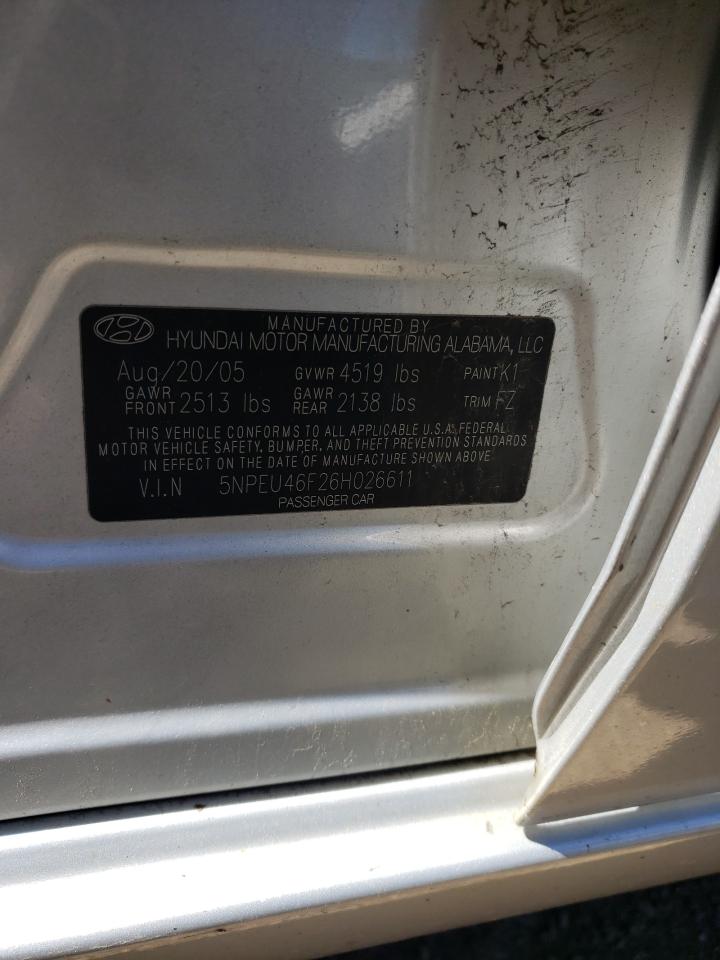 2006 Hyundai Sonata Gls VIN: 5NPEU46F26H026611 Lot: 58142514