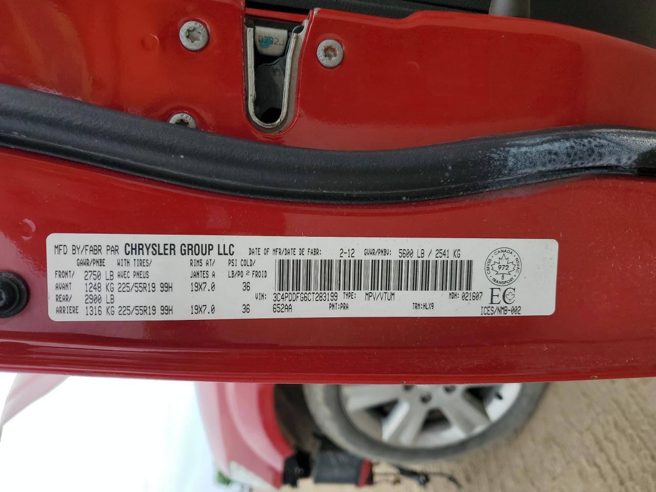 2012 Dodge Journey R/T VIN: 3C4PDDFG6CT283199 Lot: 58014124