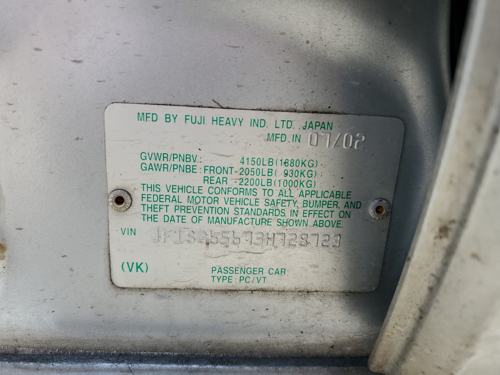 JF1SG65673H728723 2003 Subaru Forester 2.5Xs