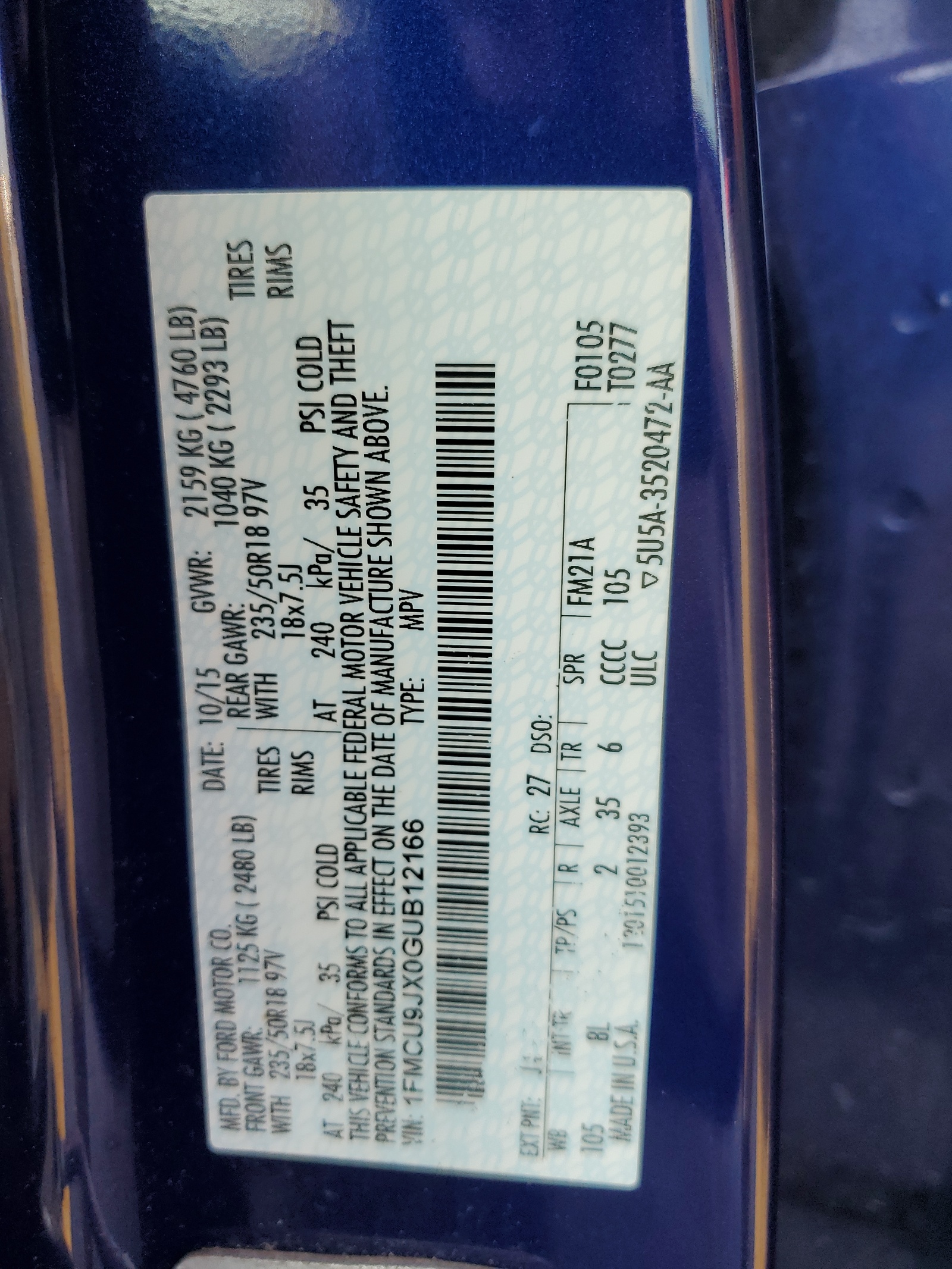 1FMCU9JX0GUB12166 2016 Ford Escape Titanium