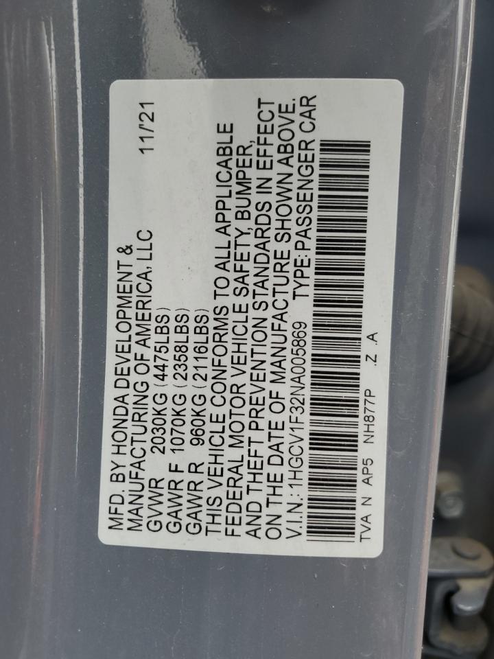 1HGCV1F32NA005869 Honda Accord  12