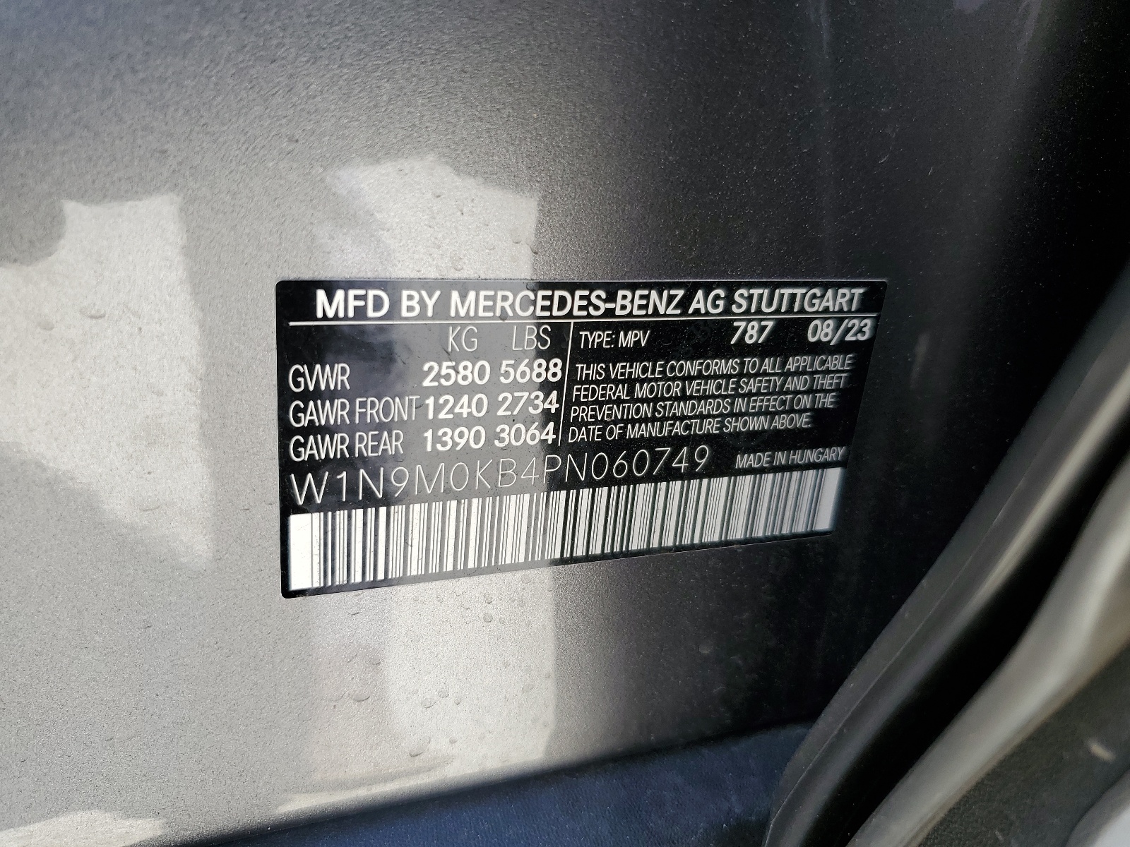 W1N9M0KB4PN060749 2023 Mercedes-Benz Eqb 300 4Matic