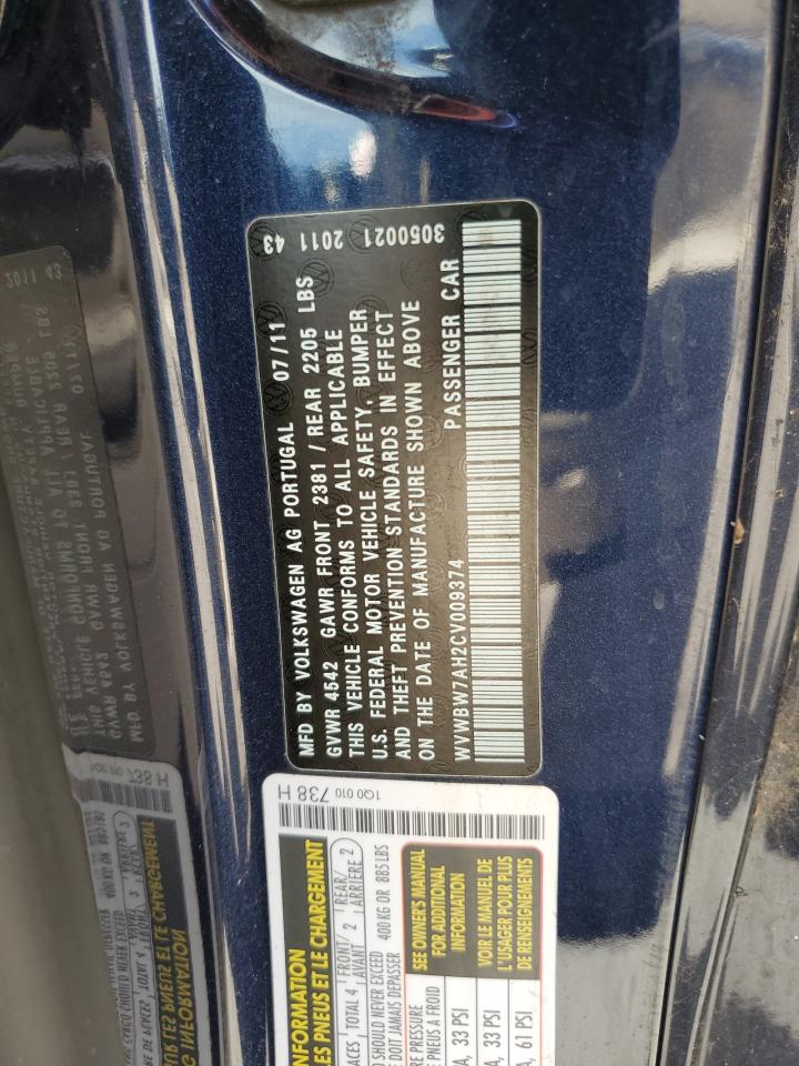 2012 Volkswagen Eos Komfort VIN: WVWBW7AH2CV009374 Lot: 60748084