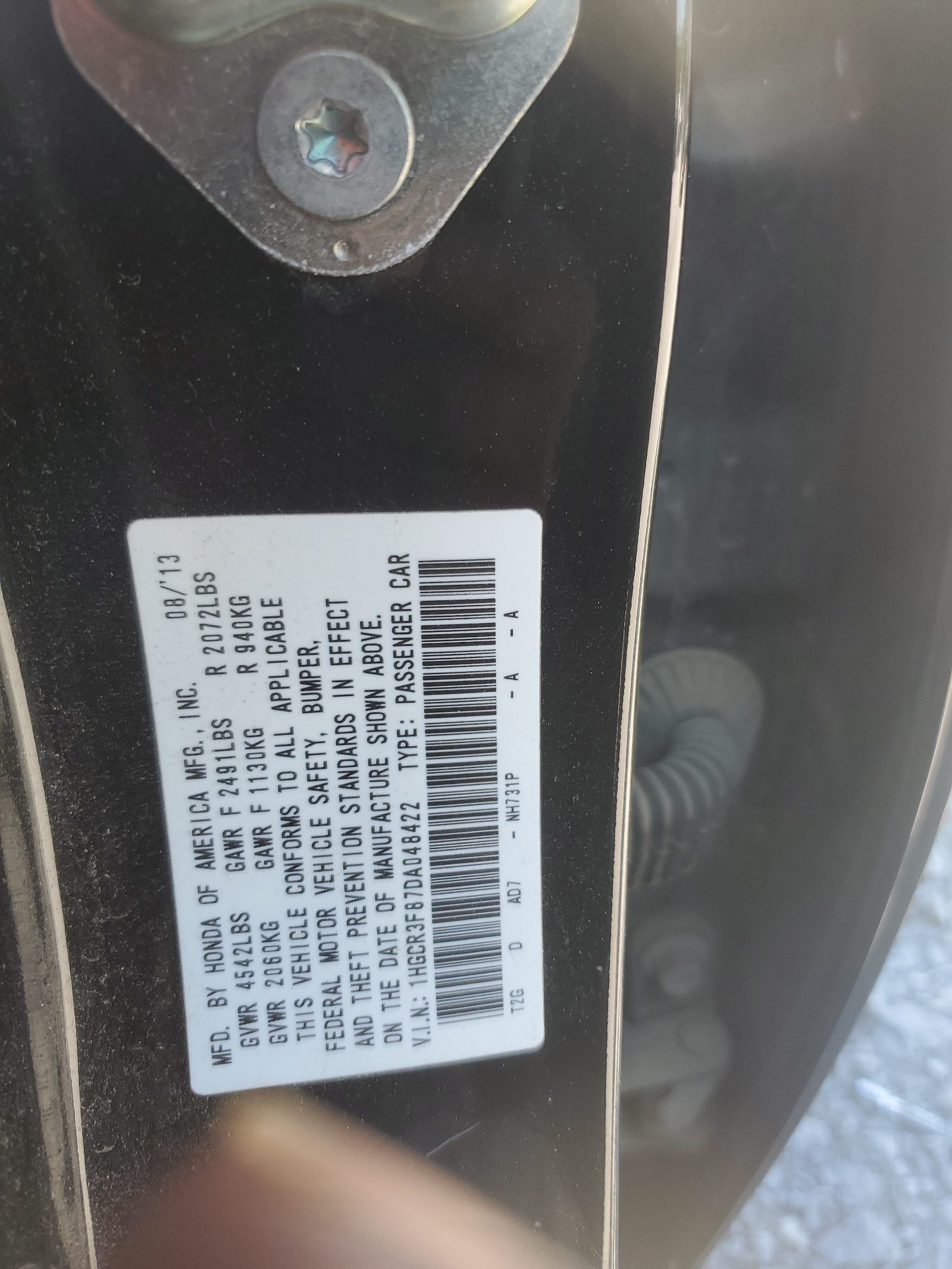 2013 Honda Accord Exl vin: 1HGCR3F87DA048422