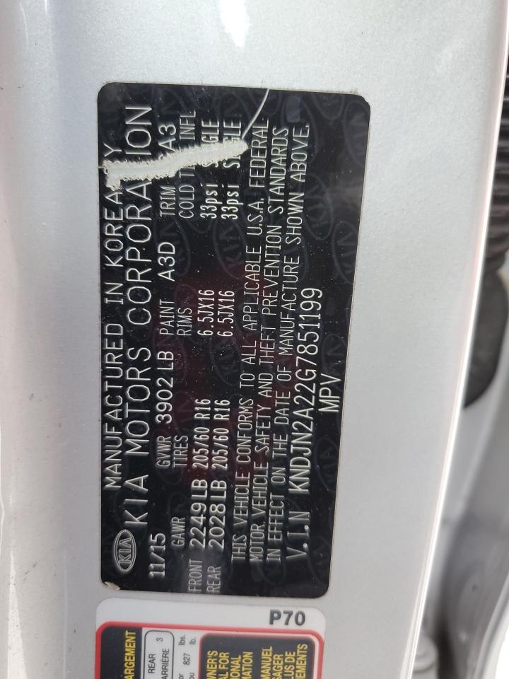 2016 Kia Soul VIN: KNDJN2A22G7851199 Lot: 58762984