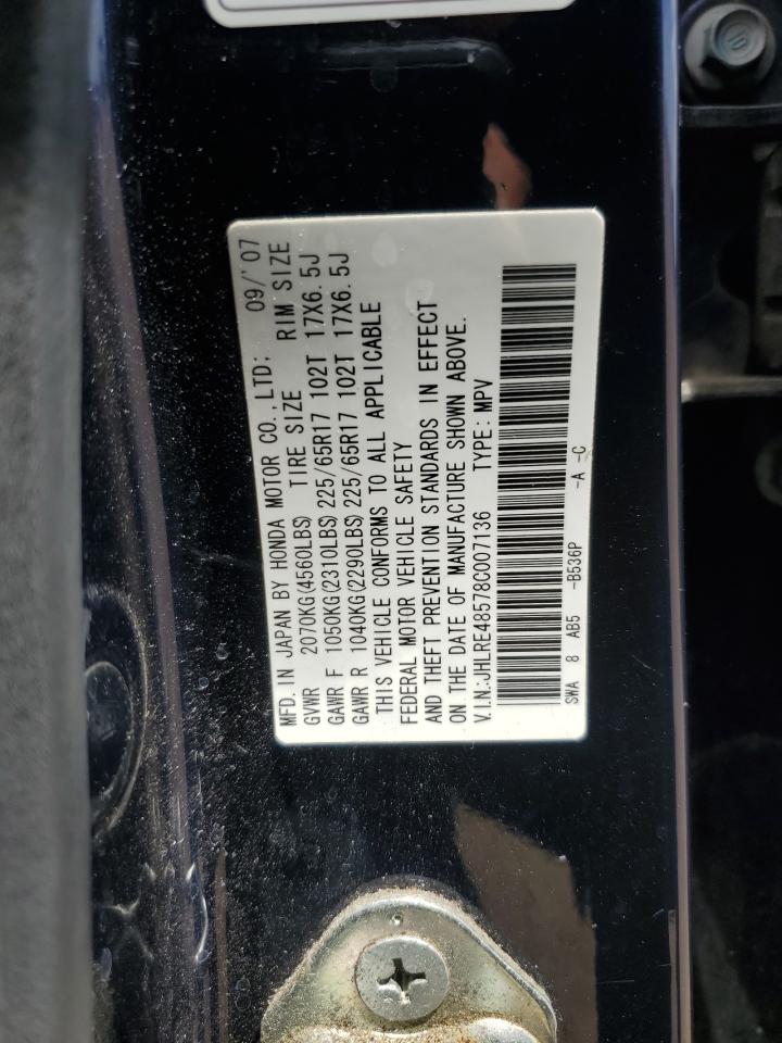 2008 Honda Cr-V Ex VIN: JHLRE48578C007136 Lot: 60065054