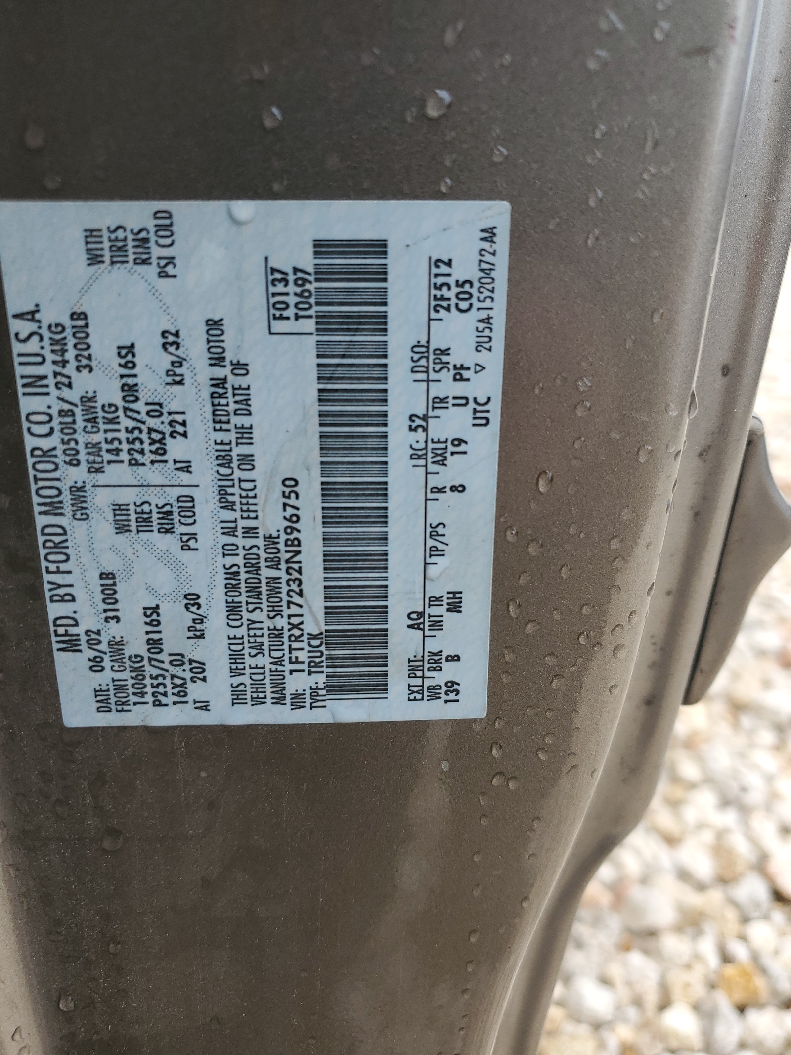 1FTRX17232NB96750 2002 Ford F150