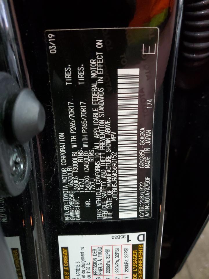 2019 Toyota 4Runner Sr5 VIN: JTEBU5JR6K5690152 Lot: 58536594