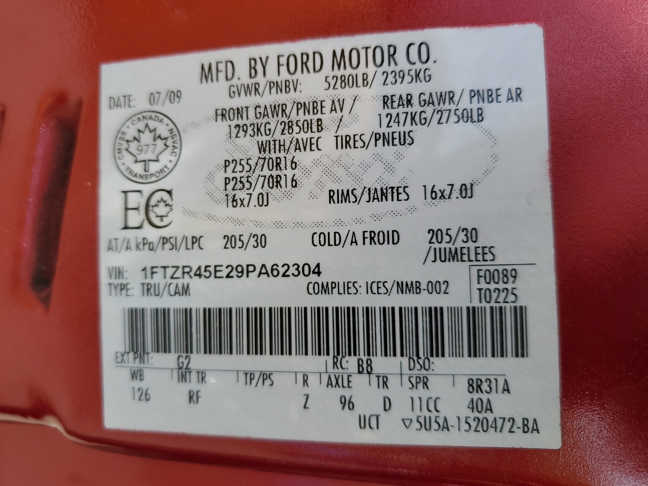 1FTZR45E29PA62304 2009 Ford Ranger Super Cab