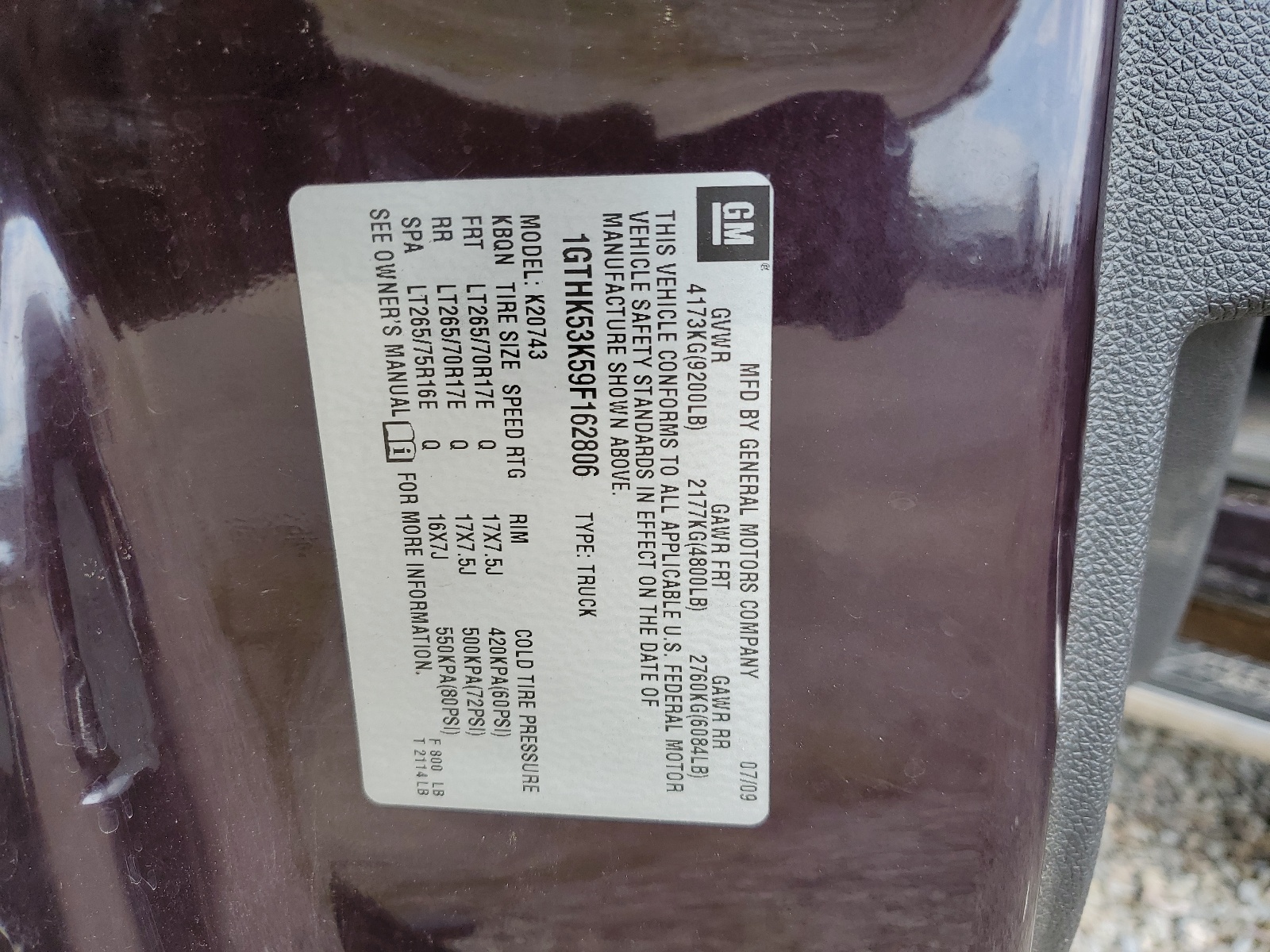 1GTHK53K59F162806 2009 GMC Sierra K2500 Sle