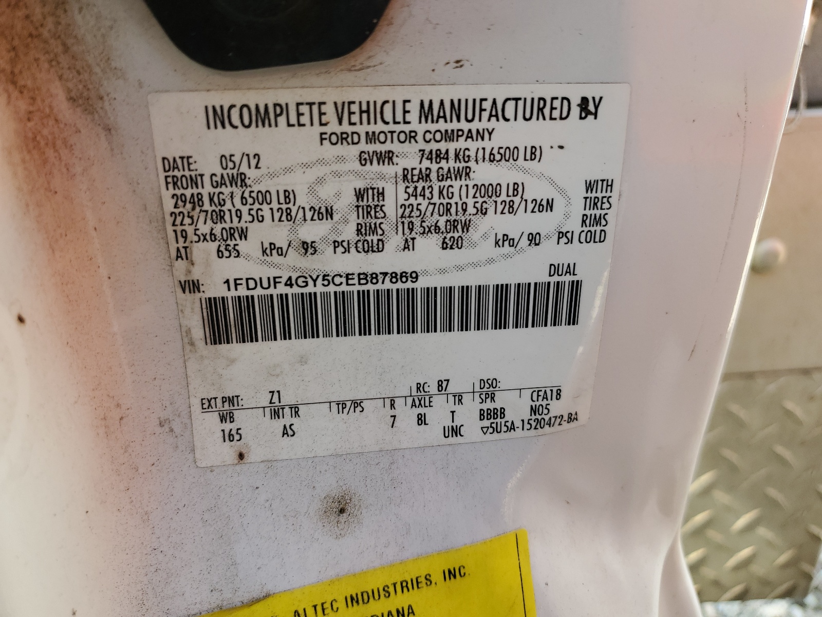 1FDUF4GY5CEB87869 2012 Ford F450 Super Duty