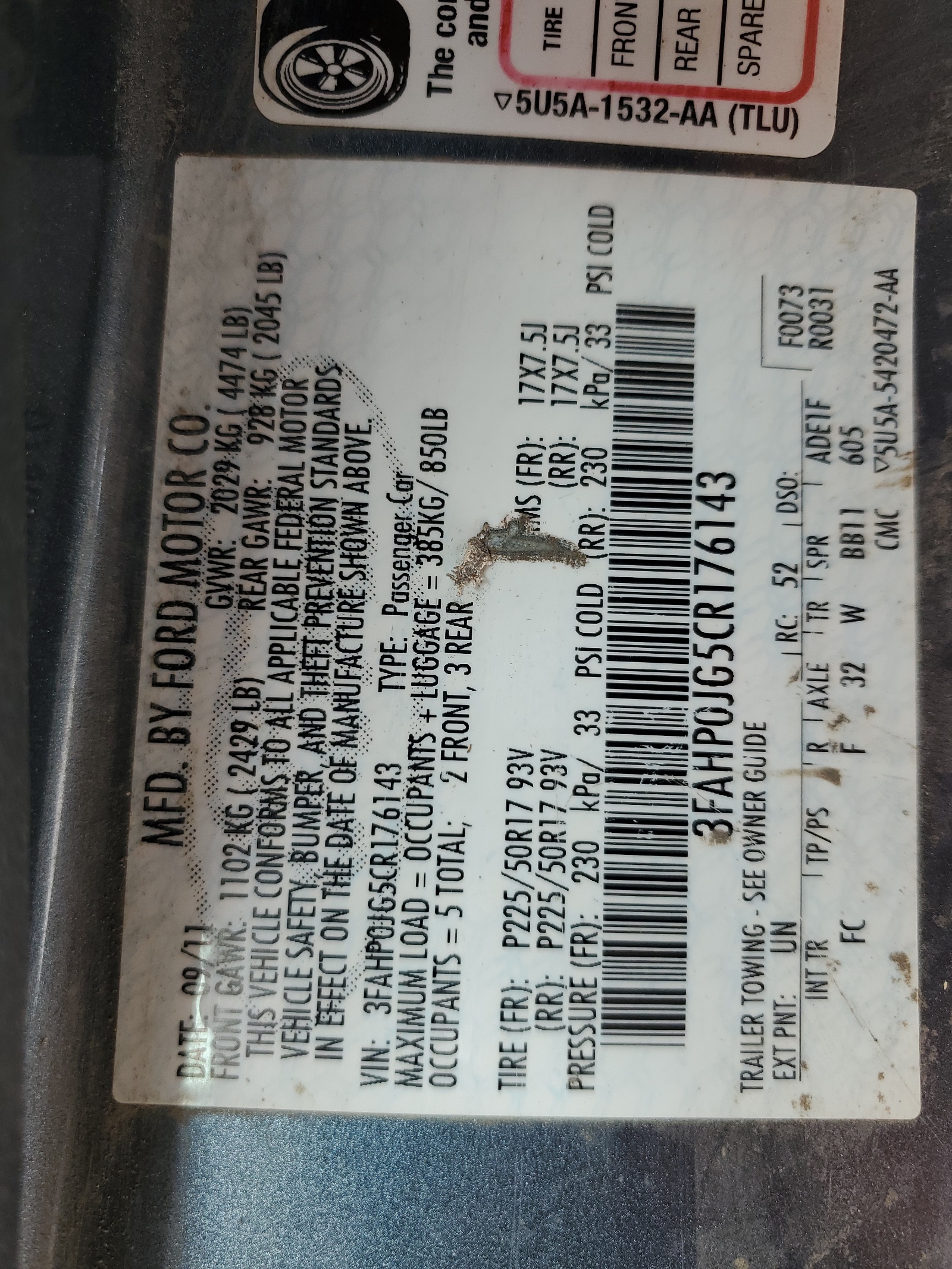 3FAHP0JG5CR176143 2012 Ford Fusion Sel