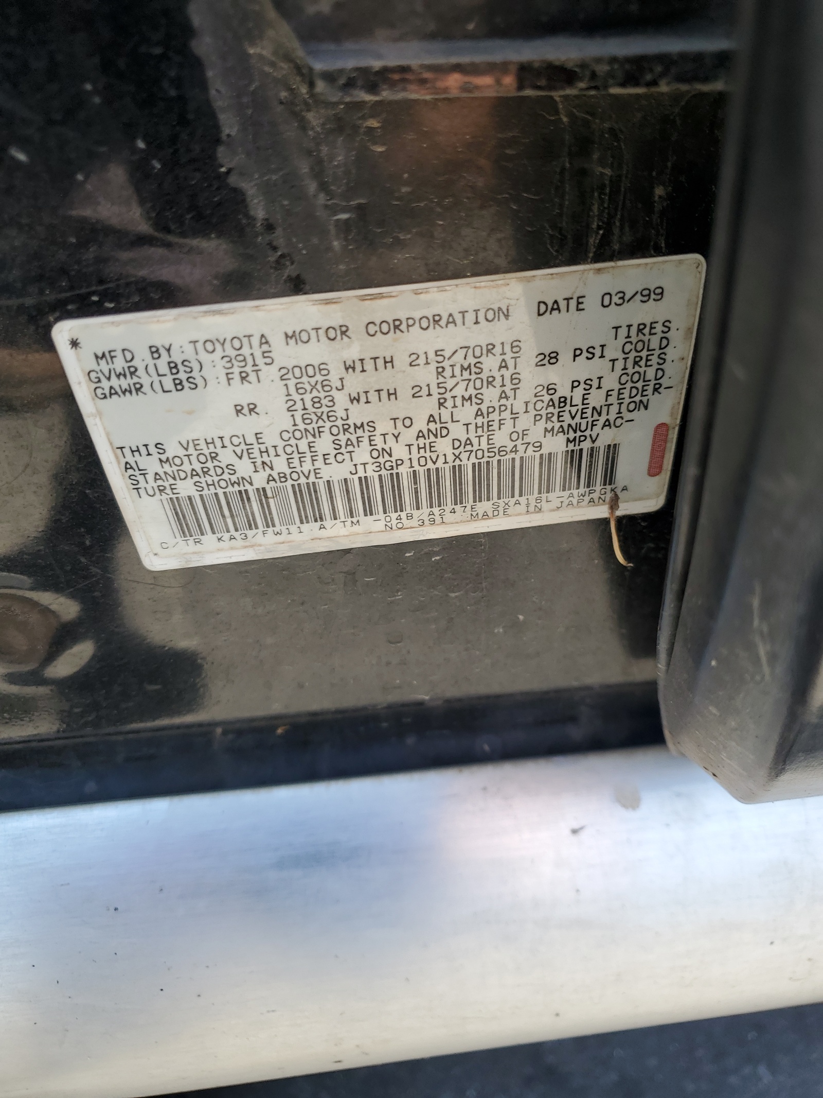 JT3GP10V1X7056479 1999 Toyota Rav4