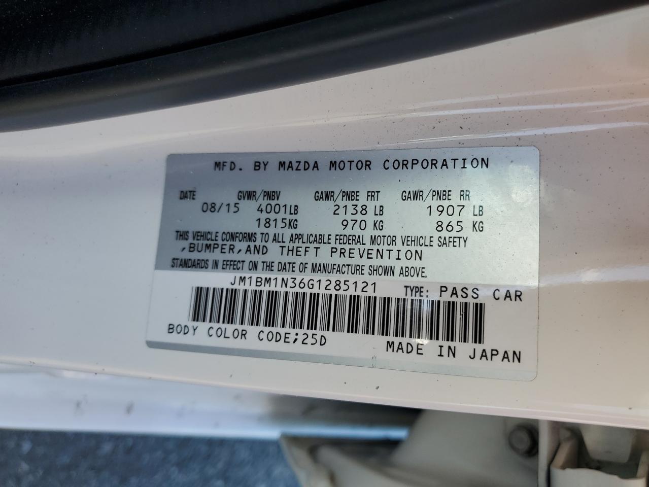 2016 Mazda 3 Grand Touring VIN: JM1BM1N36G1285121 Lot: 60660914