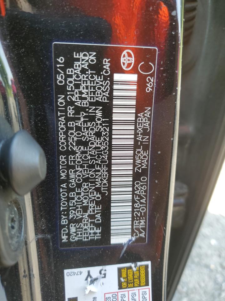 2016 Toyota Prius VIN: JTDKBRFU4G3523211 Lot: 58755044