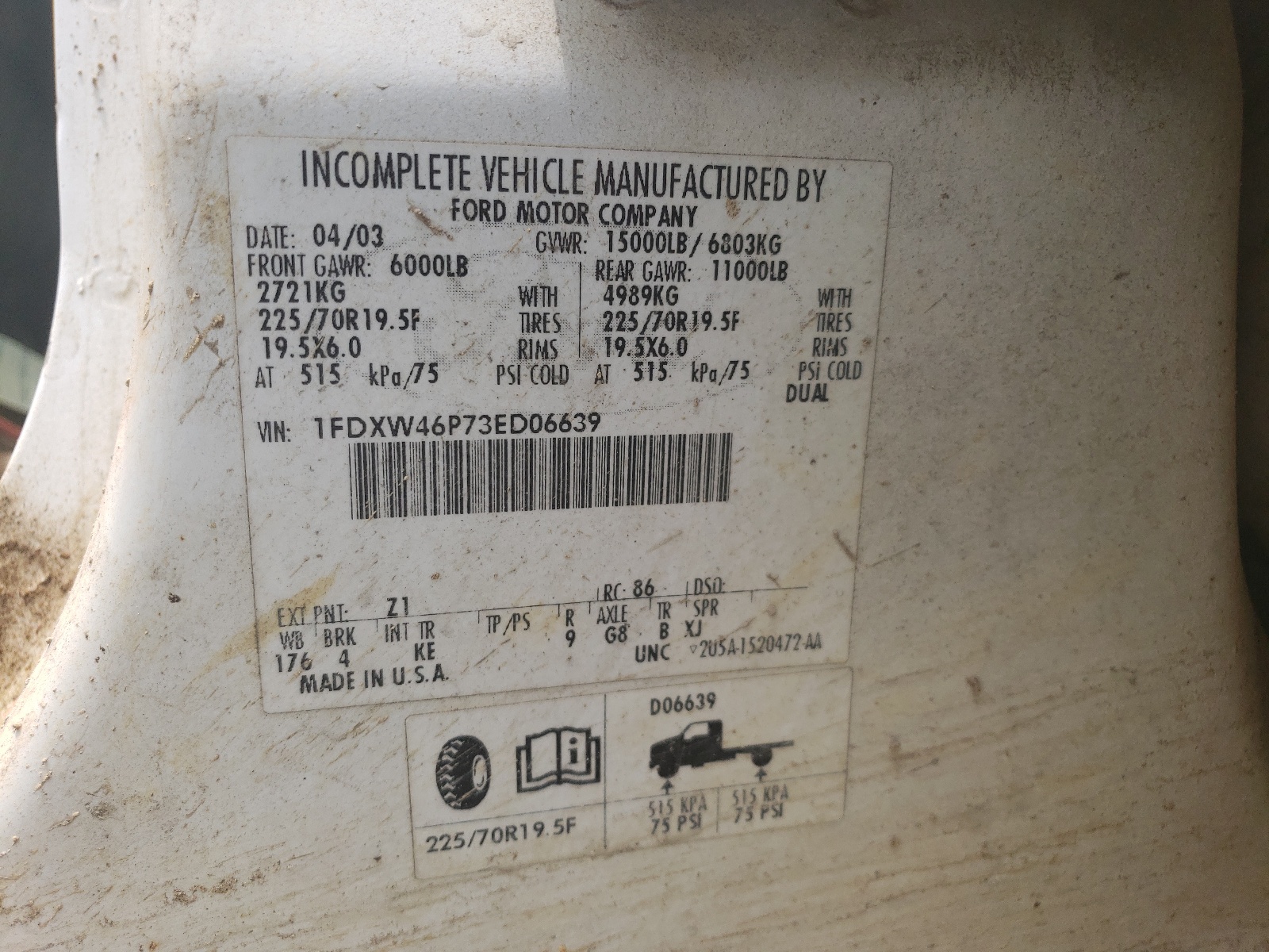 1FDXW46P73ED06639 2003 Ford F450 Super Duty