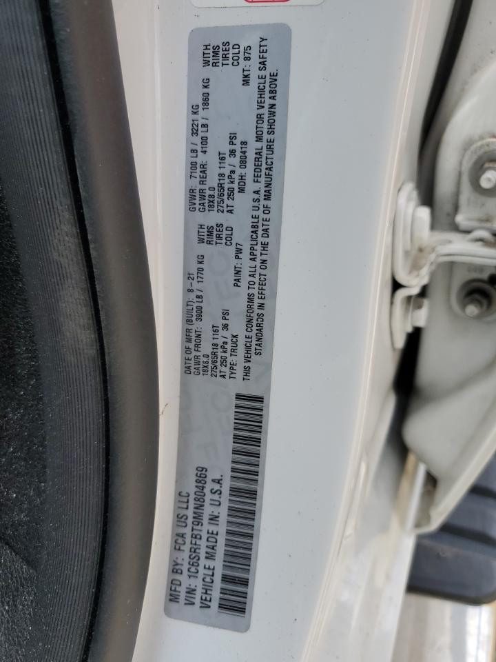 2021 Ram 1500 Big Horn/Lone Star VIN: 1C6SRFBT9MN804869 Lot: 56945584