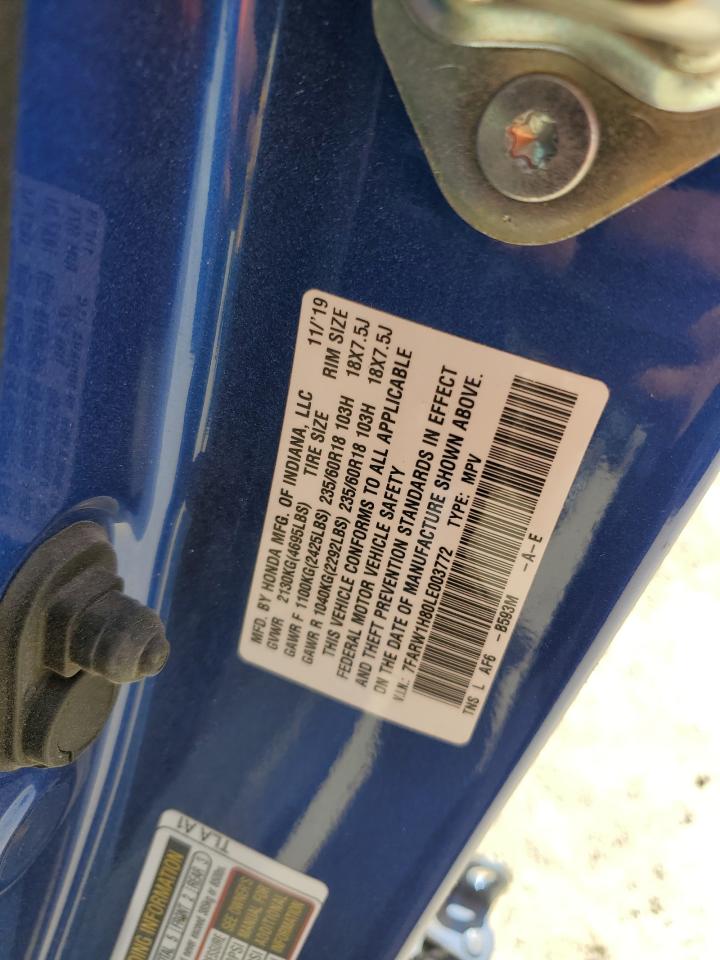 2020 Honda Cr-V Exl VIN: 7FARW1H80LE003772 Lot: 58924054