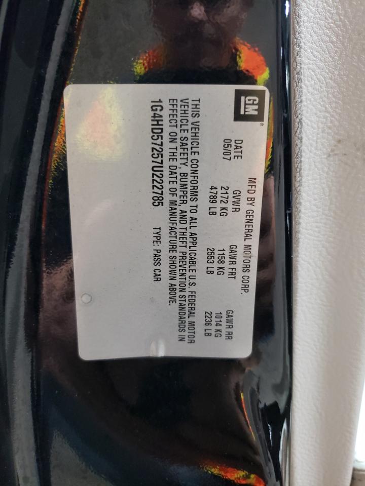 2007 Buick Lucerne Cxl VIN: 1G4HD57257U222785 Lot: 60404984