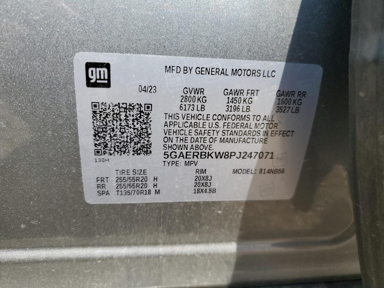 2023 Buick Enclave Essence VIN: 5GAERBKW8PJ247071 Lot: 60093354