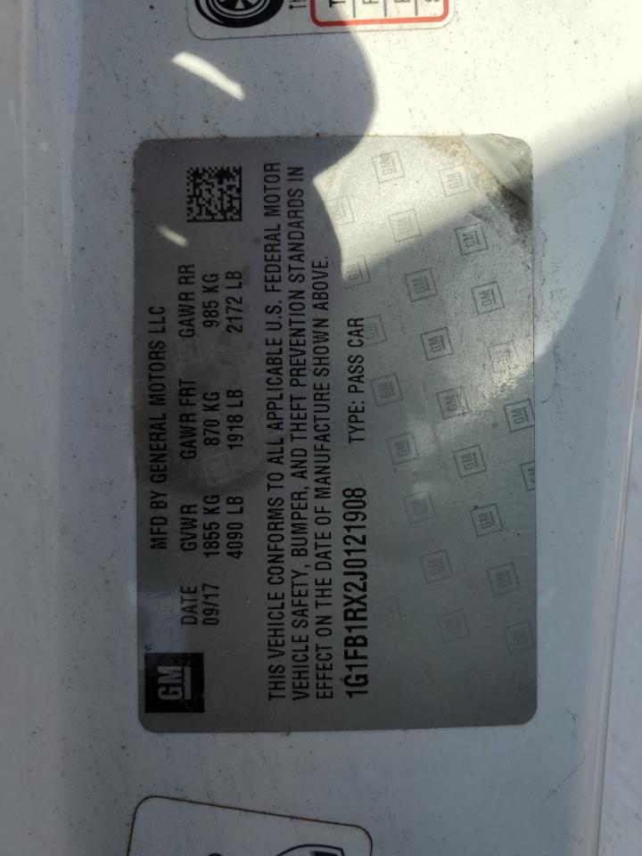 2018 Chevrolet Camaro Lt VIN: 1G1FB1RX2J0121908 Lot: 58434154