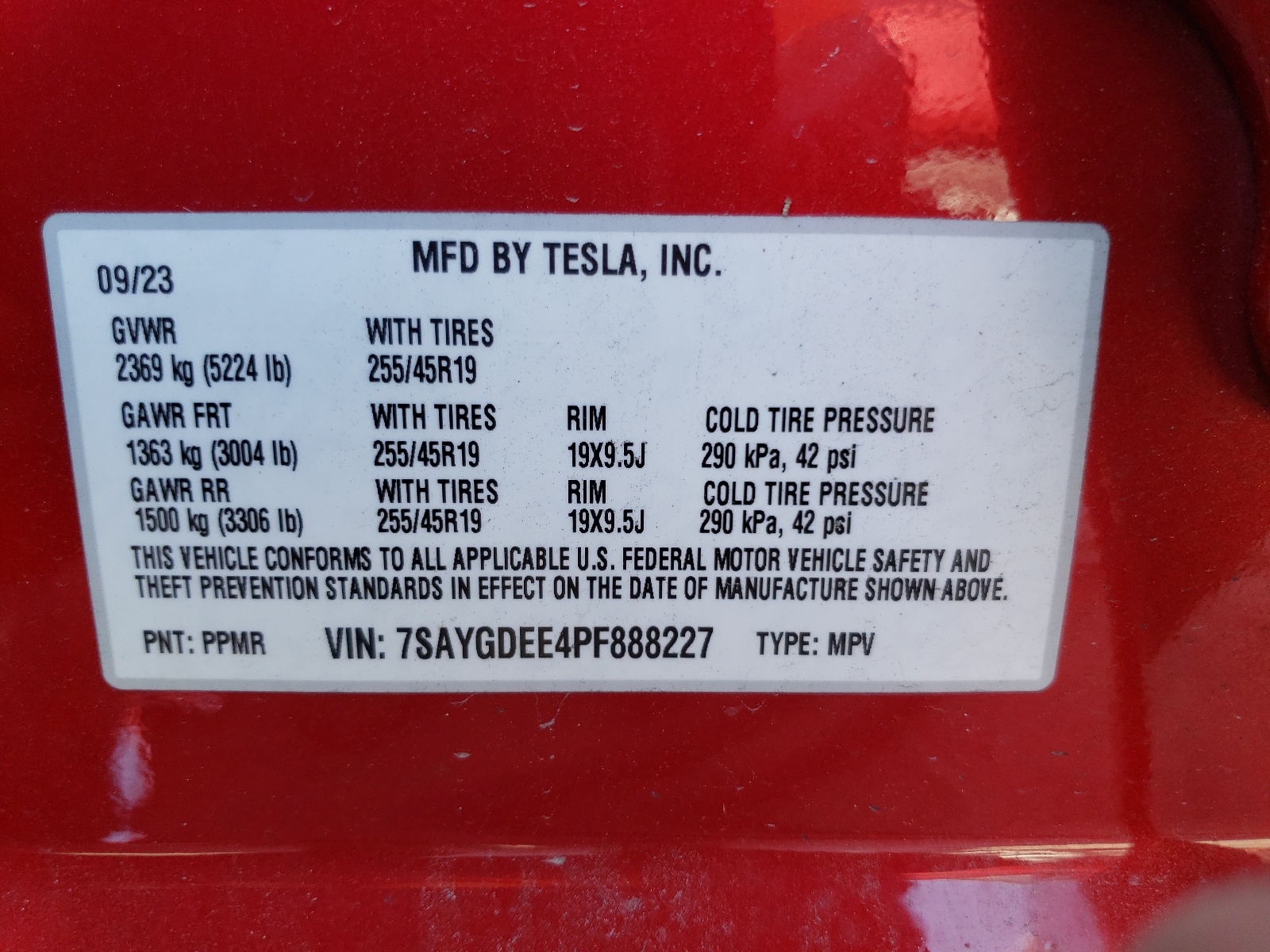 7SAYGDEE4PF888227 2023 Tesla Model Y