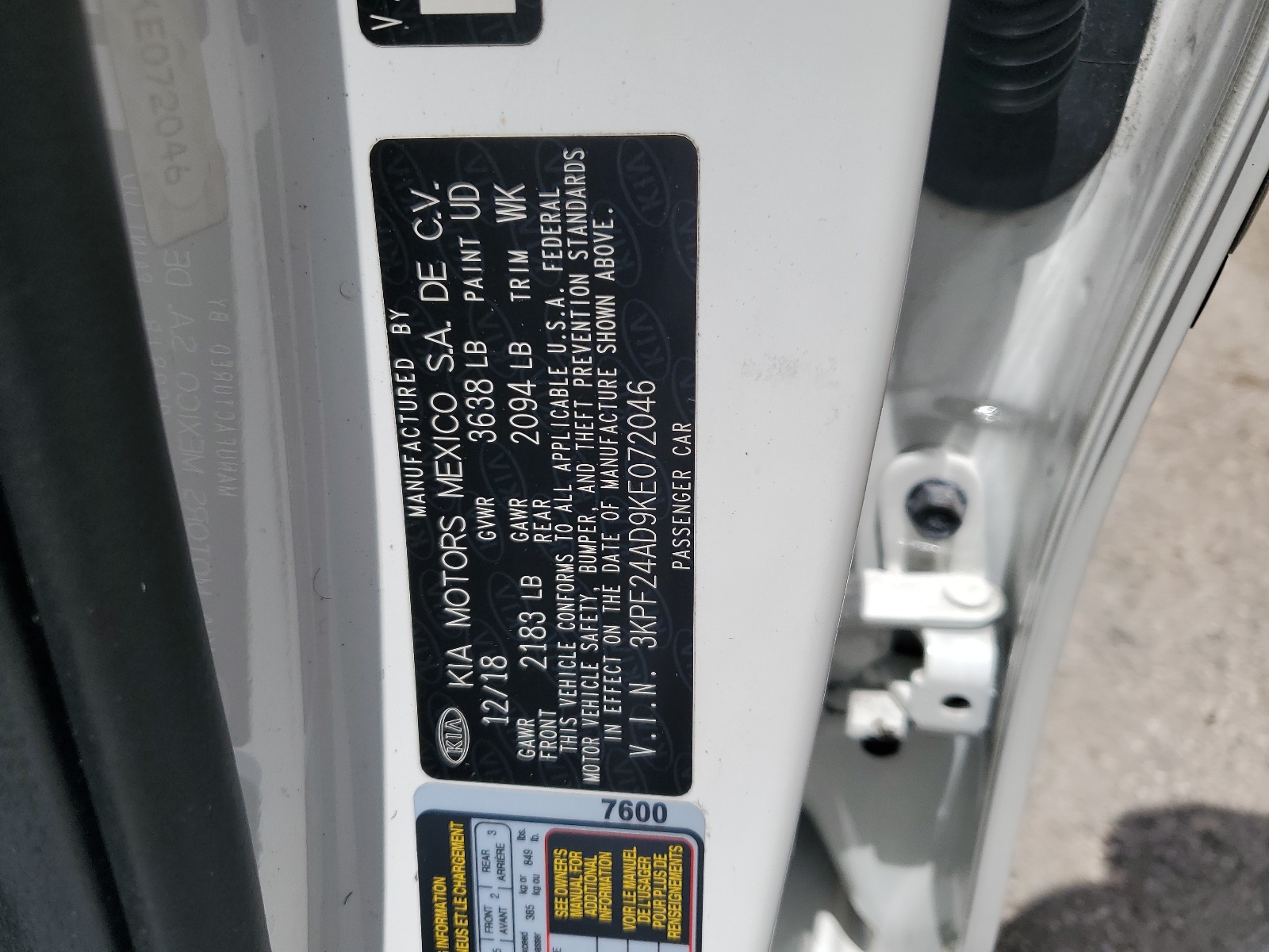 3KPF24AD9KE072046 2019 Kia Forte Fe