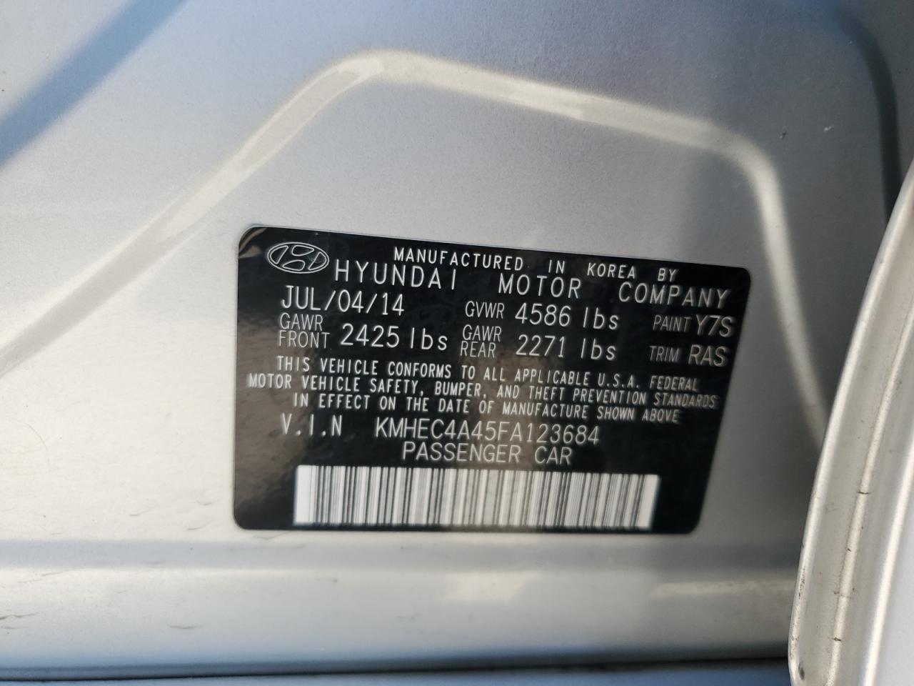 KMHEC4A45FA123684 2015 Hyundai Sonata Hybrid