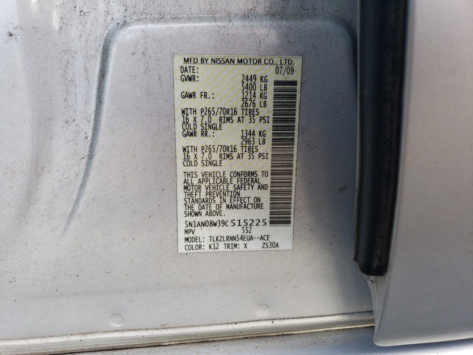 5N1AN08W39C515225 2009 Nissan Xterra Off Road