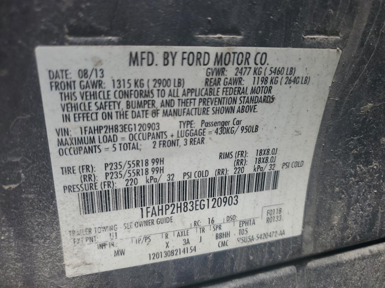 1FAHP2H83EG120903 2014 Ford Taurus Sel