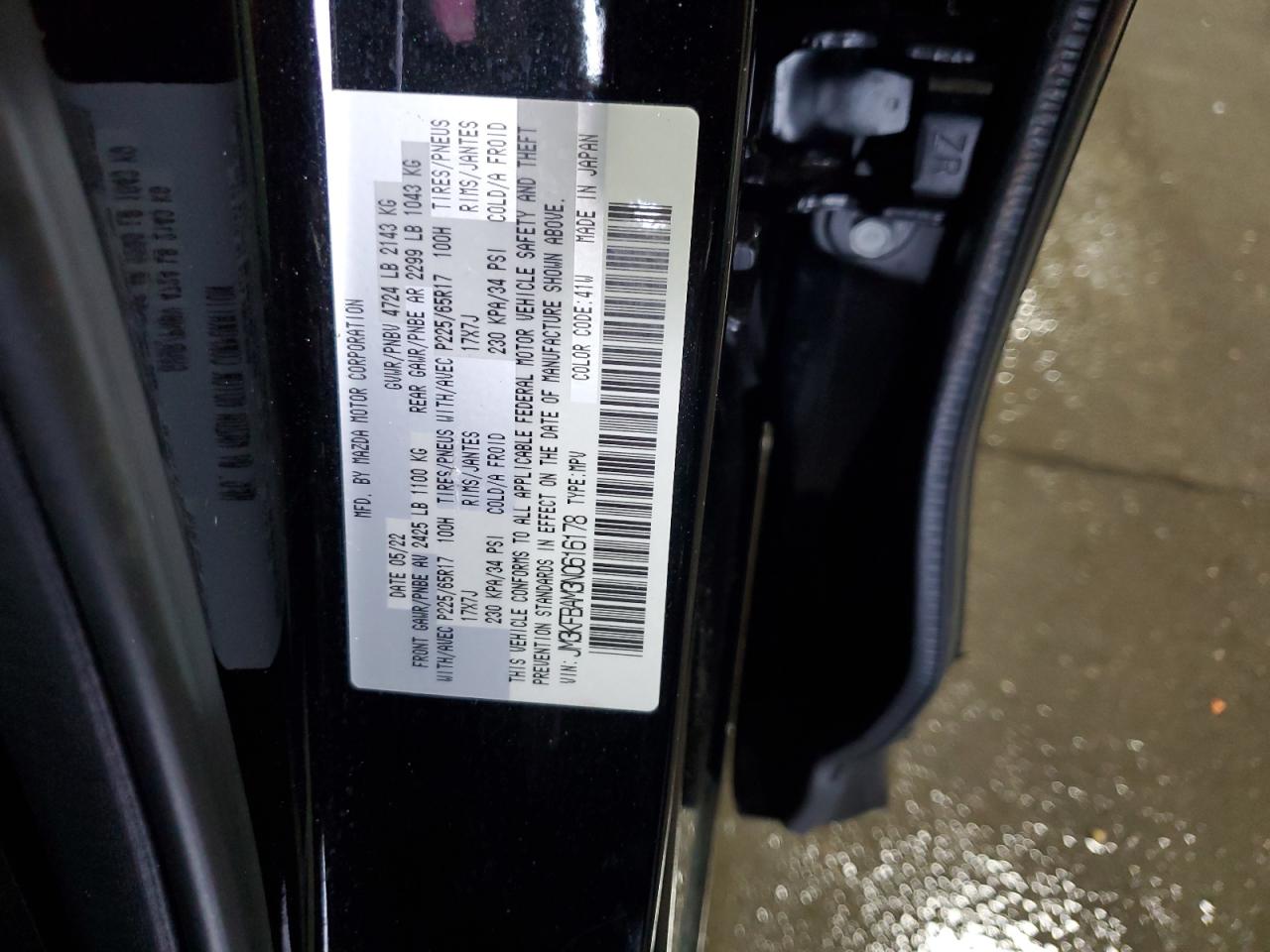 2022 Mazda Cx-5 VIN: JM3KFBAM3N0616178 Lot: 60107294