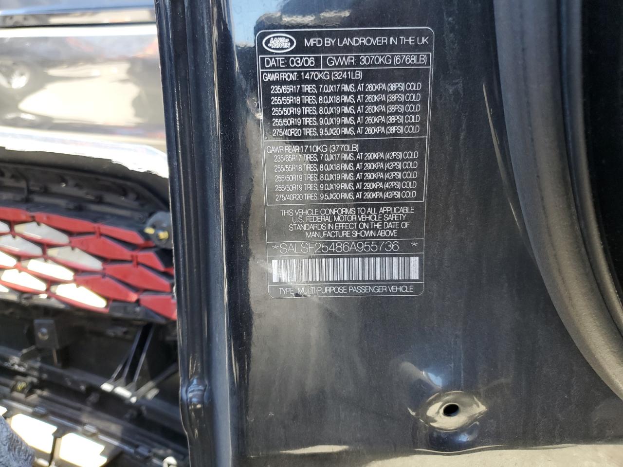 2006 Land Rover Range Rover Sport Hse VIN: SALSF25486A955736 Lot: 57604744