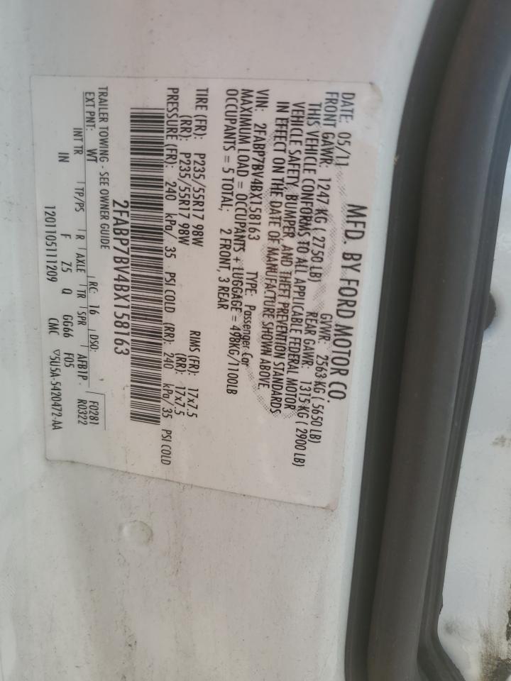 2011 Ford Crown Victoria Police Interceptor VIN: 2FABP7BV4BX158163 Lot: 60322624