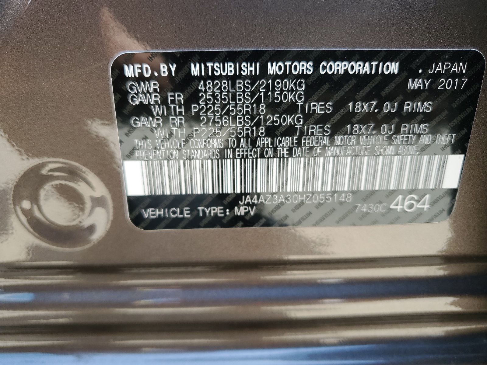 JA4AZ3A30HZ055148 2017 Mitsubishi Outlander Se