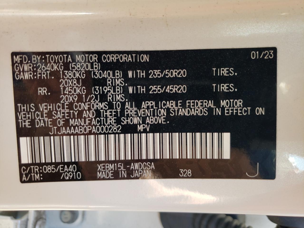 2023 Lexus Rz 450E VIN: JTJAAAAB0PA000282 Lot: 59244594